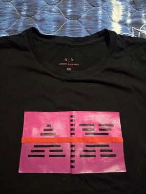 Armani Exchange Black Tee with Pink and Red Graphic